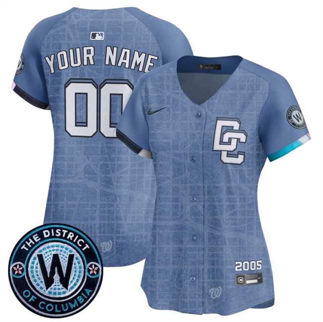 Women%27s Washington Nationals Active Player Custom Blue 2025 City Connect Limited Stitched Baseball Jersey(Run Small)